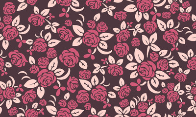 Beautiful rose flower pattern background for valentine, with leaf and floral design.