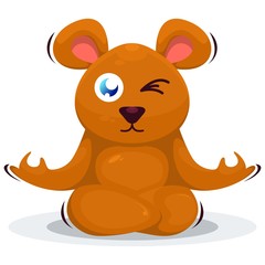 Cute mouse yoga mascot cartoon
