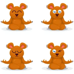 Muurstickers Aap Cute mouse yoga mascot cartoon