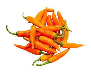 chili yellow peppers as ingredients of food. on isolated With clipping path