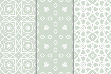 Set of seamless geometric ornaments. Abstract repeating textures. Ethnic template template for printing