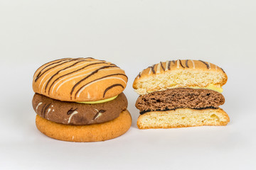 Stuffed cookies shot on a white background