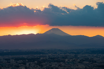 富士山の夕景