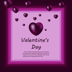 Happy Valentines day purple background with hearts. Vector illustration.Happy Valentine's Day Vector illustration. Abstract Purple, Violet and Lilac Textured 3d Hearts and Text Background