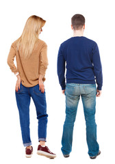 Back view of couple in sweater.