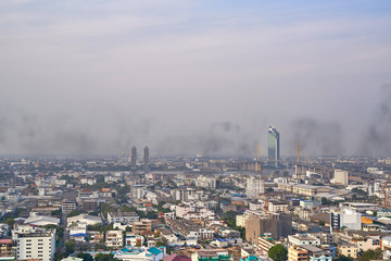 Bangkok City Thailand air pollution remains at hazardous levels PM 2.5 pollutants - dust and smoke high level PM 2.5