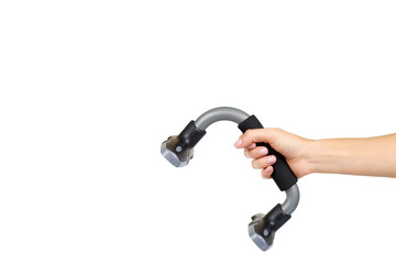 Plastic stands for push ups, sport equipment.