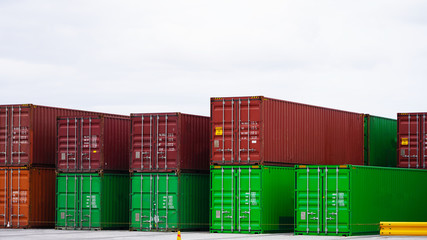 Open container yard with geometrically placed containers. warehouse container storage. goods...