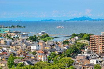 滋賀県　三井寺からの眺め　大津市の都市景観