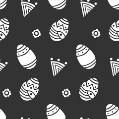 Easter eggs vector, dark background. Seamless pattern.