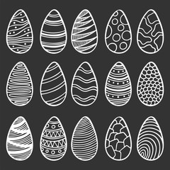 Easter eggs set with different patterns vector.