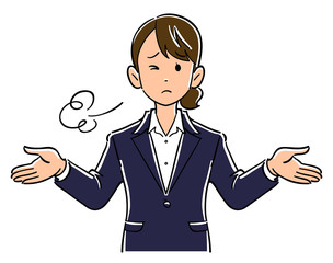 両手を広げてため息をつく若いビジネスマンの上半身