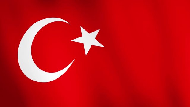 Turkey flag waving, A flag animation background. Turkey flag waving in wind video footage. 