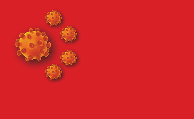 red china flag with 3D coronavirus concept. 2019 nCov wuhan influenza virus pandemic