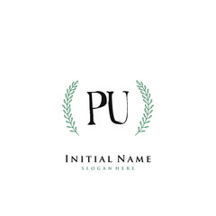 Fototapeta premium PU Initial handwriting logo vector