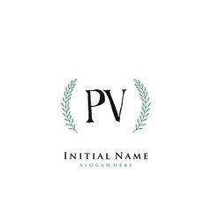 PV Initial handwriting logo vector