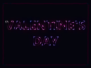 Valentines Day text. Vector neon sign. Valentine's day text on black background with neon lighting.