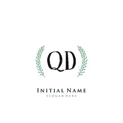 QD Initial handwriting logo vector