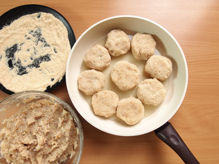 Ready to frying. Making Fish Frikadeller Series.