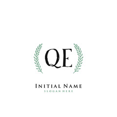 QE Initial handwriting logo vector