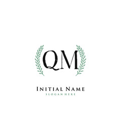 QM Initial handwriting logo vector