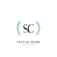 SC Initial handwriting logo vector
