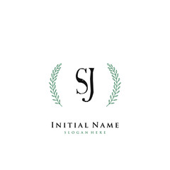 Obraz premium SJ Initial handwriting logo vector