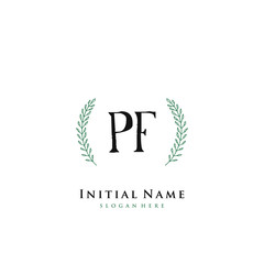 PF Initial handwriting logo vector
