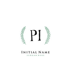 PI Initial handwriting logo vector