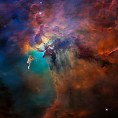 Astronauts flying in space.The elements of this image furnished by NASA.  © chaopavit