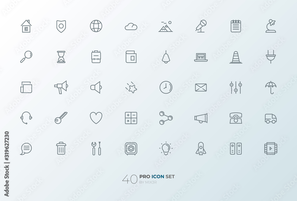 Poster line art simple icon set for web and applications vector