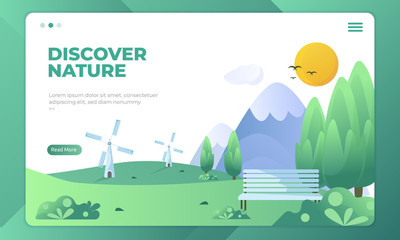 Fototapeta premium Discover nature illustration on landing page