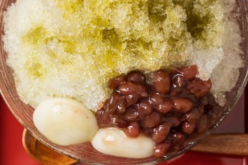 アジア風　抹茶かき氷　Green tea shaved ice