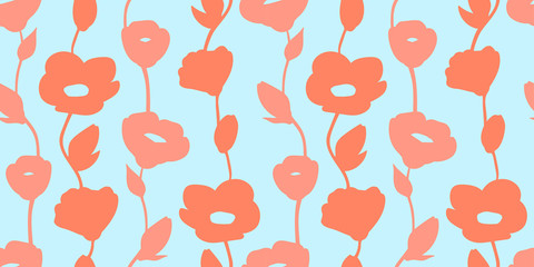 seamless orange curly flowers pattern
