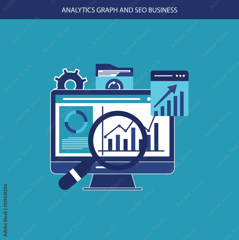 Poster website analytics and seo data analysis concept