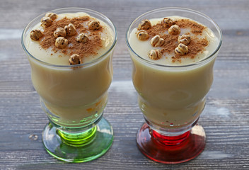 Boza or Bosa, traditional Turkish drink with roasted chickpea Boza or Bosa, traditional Turkish drink with roasted chickpea