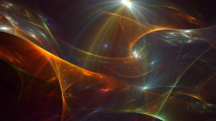 Fractal 3D rendering abstract gold bright background