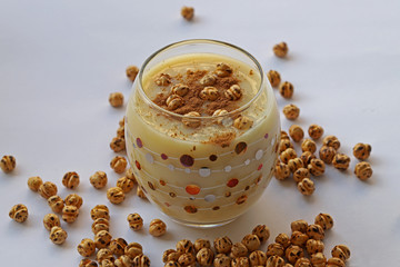 Boza or Bosa, traditional Turkish drink with roasted chickpea Boza or Bosa, traditional Turkish drink with roasted chickpea