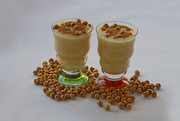 Boza or Bosa, traditional Turkish drink with roasted chickpea Boza or Bosa, traditional Turkish drink with roasted chickpea