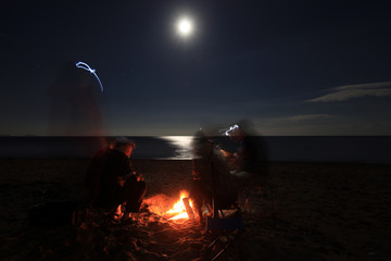 night bonfire on the beach