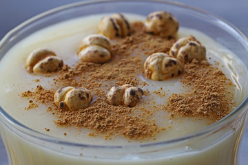 Boza or Bosa, traditional Turkish drink with roasted chickpea Boza or Bosa, traditional Turkish drink with roasted chickpea