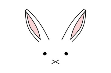 Rabbit face on white background.
