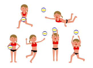 Beach volleyball, woman, girl, sports, set