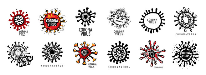 Vector illustration of a coronavirus on a white background - obrazy, fototapety, plakaty