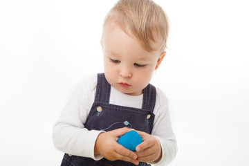 playing with colored blocks, toddler 