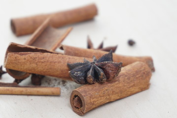 cinnamon sticks and star anise stars
