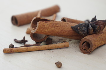 cinnamon sticks and star anise stars
