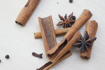 cinnamon sticks and star anise stars