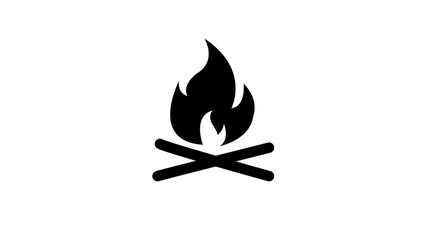 Fire flame icon. Black icon isolated on white background