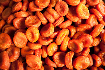 Dry apricots. Ripe dried sweet apricot fruit.